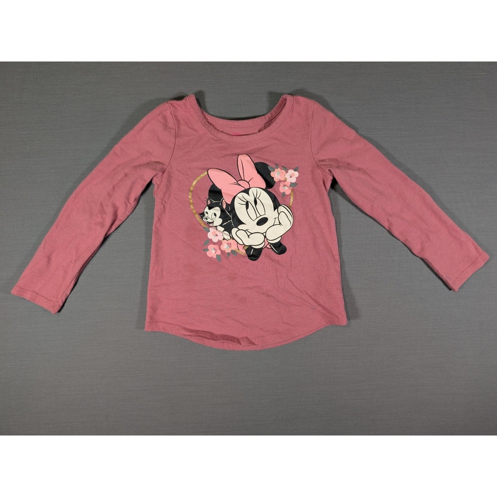 Disney Junior Minnie Mouse Figaro Pink Long Sleeve Graphic T-Shirt Kids 4T